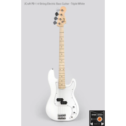 JCraft PB-1 4-String Electric Bass Guitar - Triple White